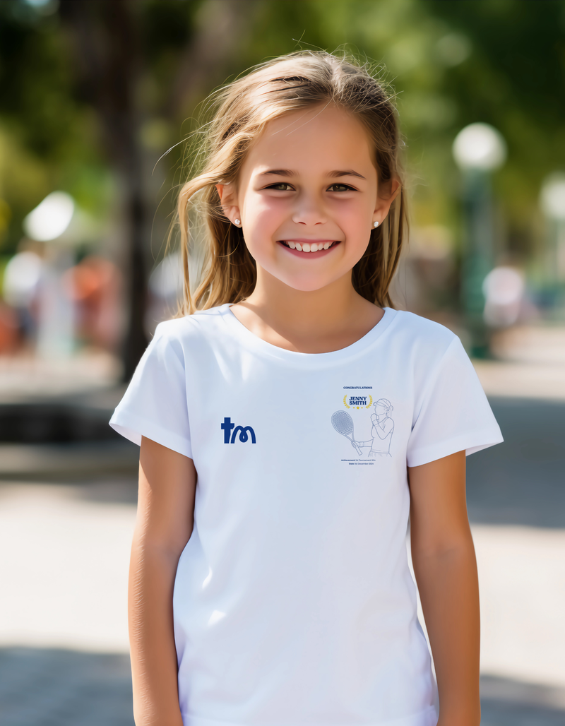 Personalised Embroidered Tennis Achievement T-Shirt