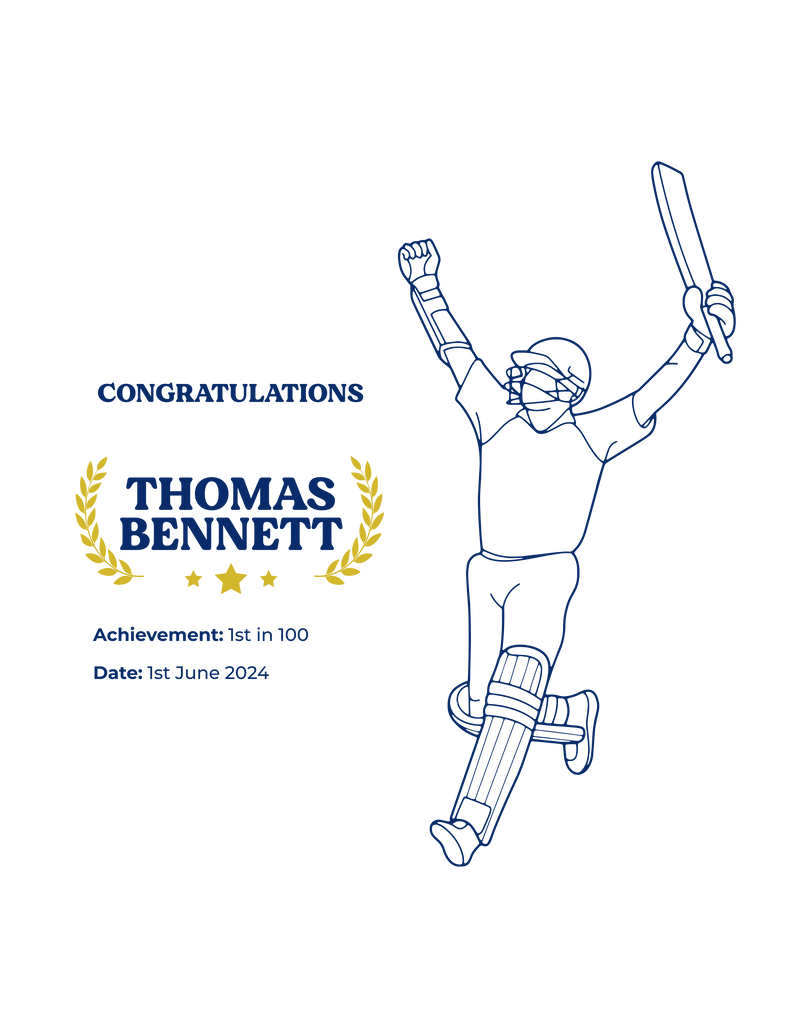 Personalised Embroidered Cricket Batting Legacy T-Shirt