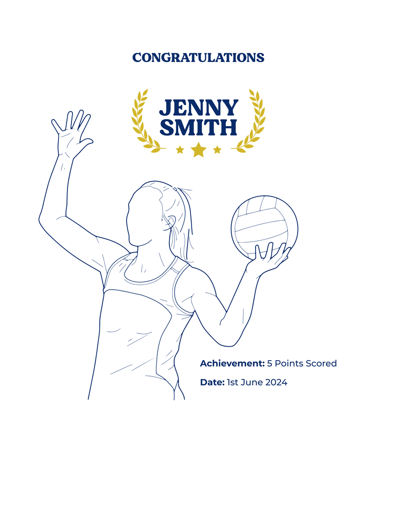 Personalised Embroidered Netball Achievement T-Shirt
