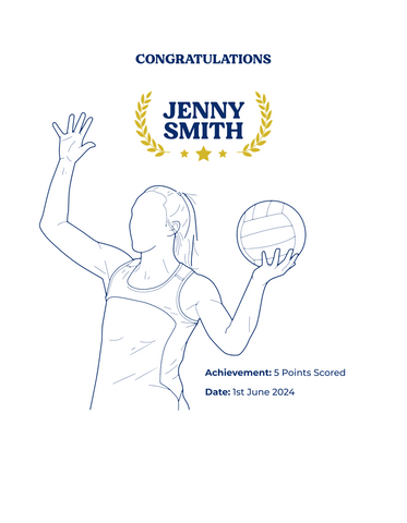 Personalised Embroidered Netball Achievement T-Shirt