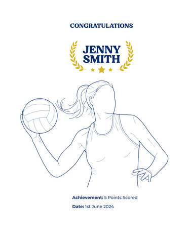 Personalised Embroidered Netball Achievement Hoodie