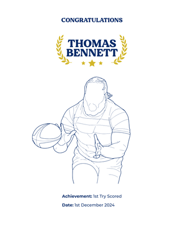 Personalised Embroidered Rugby Achievement Hoodie