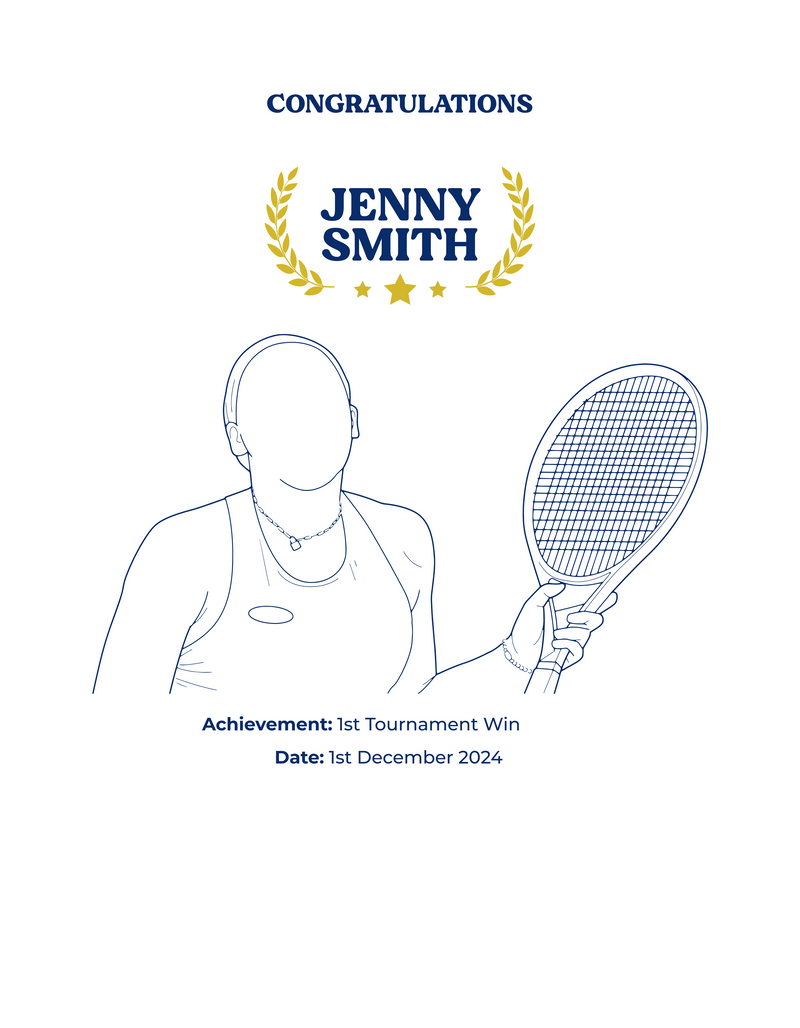 Personalised Embroidered Tennis Success T-Shirt