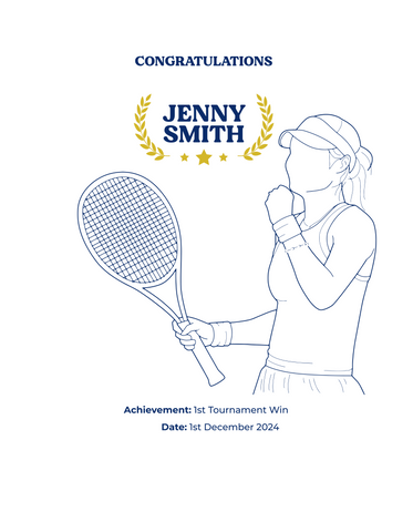 Personalised Embroidered Tennis Achievement T-Shirt