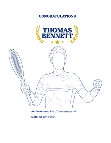 Personalised Embroidered Tennis Milestone T-Shirt