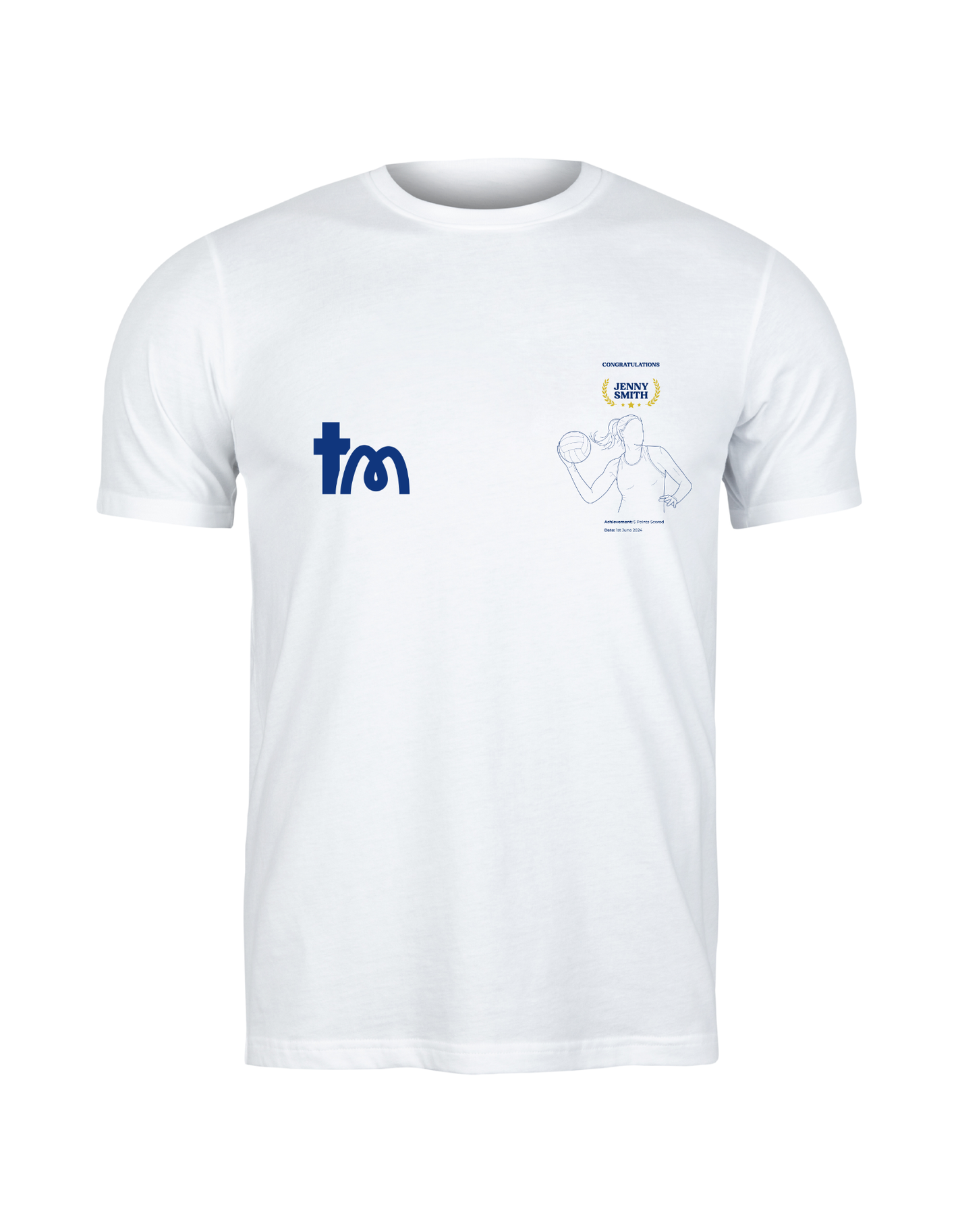 Personalised Embroidered Netball Success T-Shirt