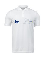 A white polo shirt with TeeMemento embroidered and personalised message for athletics stars