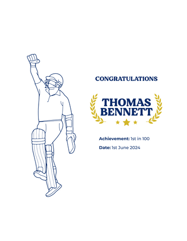 Personalised Embroidered Cricket Batting Milestone Polo Shirt