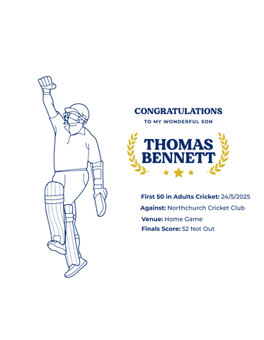 Personalised Embroidered Cricket Batting Milestone Polo Shirt
