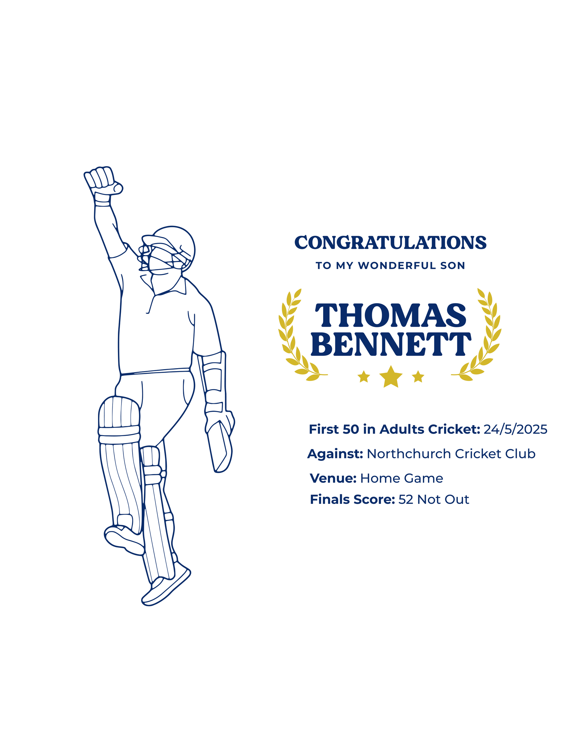 The TeeMemento cricket motif and personalisation