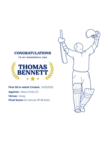 Personalised Embroidered Cricket Success T-Shirt