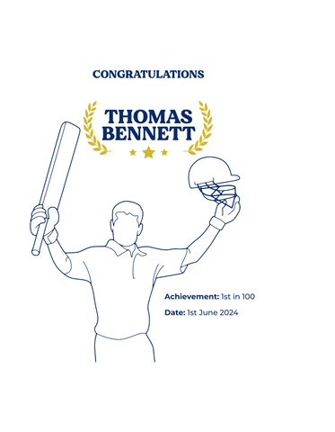 Personalised Embroidered Cricket Batting Honour T-Shirt