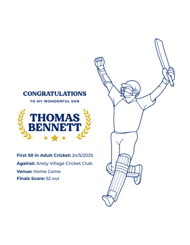 Personalised Embroidered Cricket Batting Milestone Polo Shirt