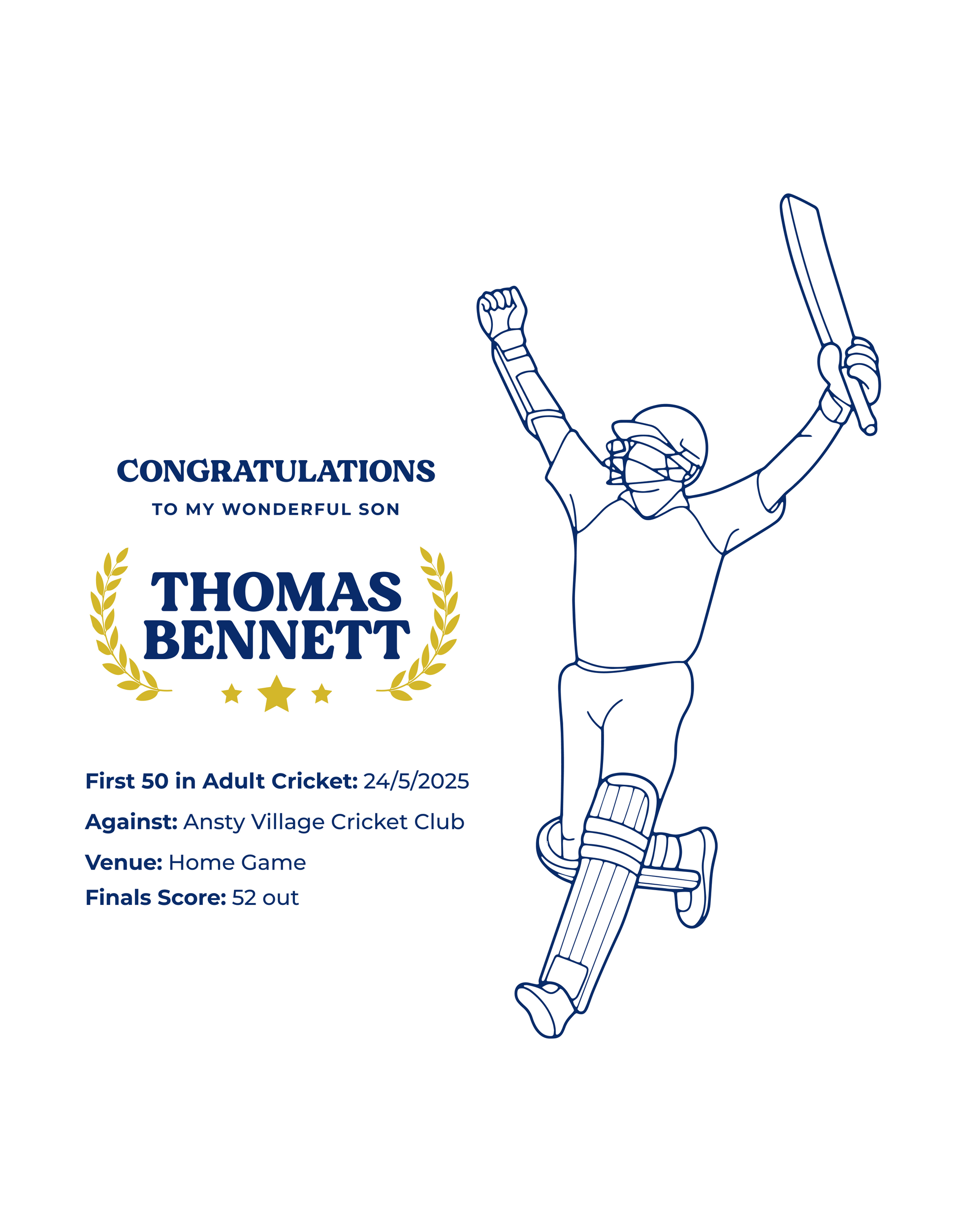 The TeeMemento cricket motif and personalisation