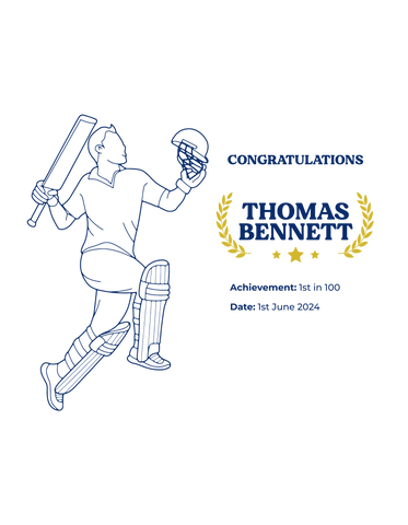 Personalised Embroidered Cricket Batting Celebration T-Shirt