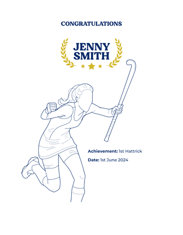 Personalised Embroidered Hockey Achievement Hoodie