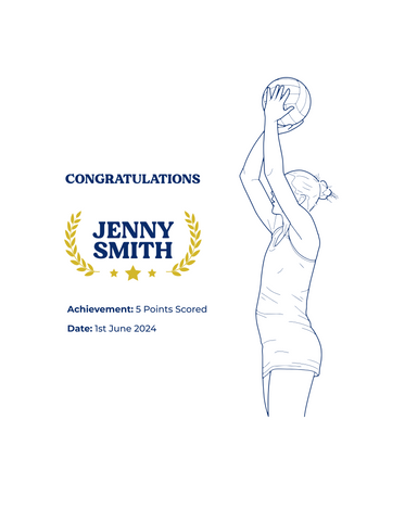 Personalised Embroidered Netball Milestone T-Shirt