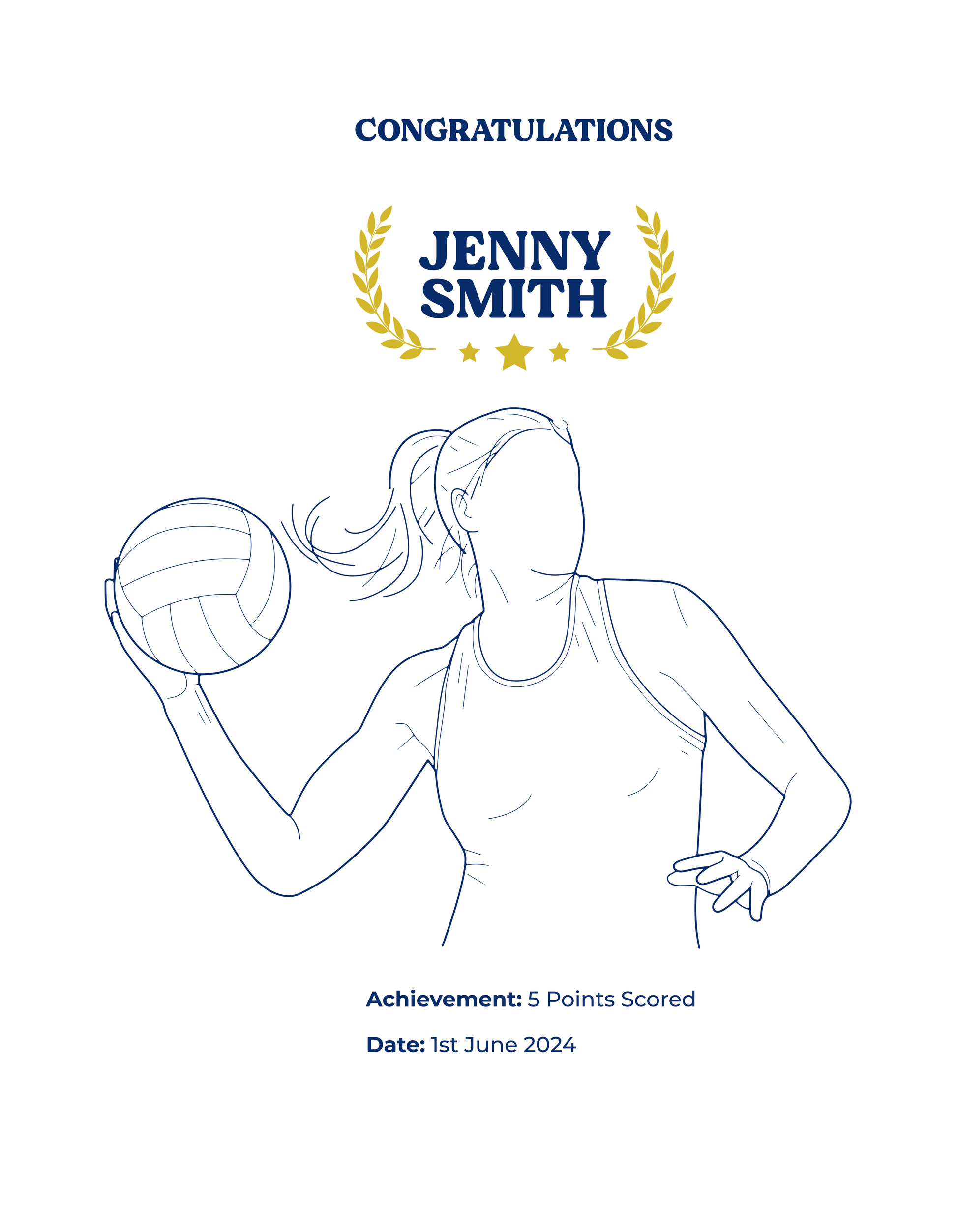 A netball design showcasing a TeeMemento product