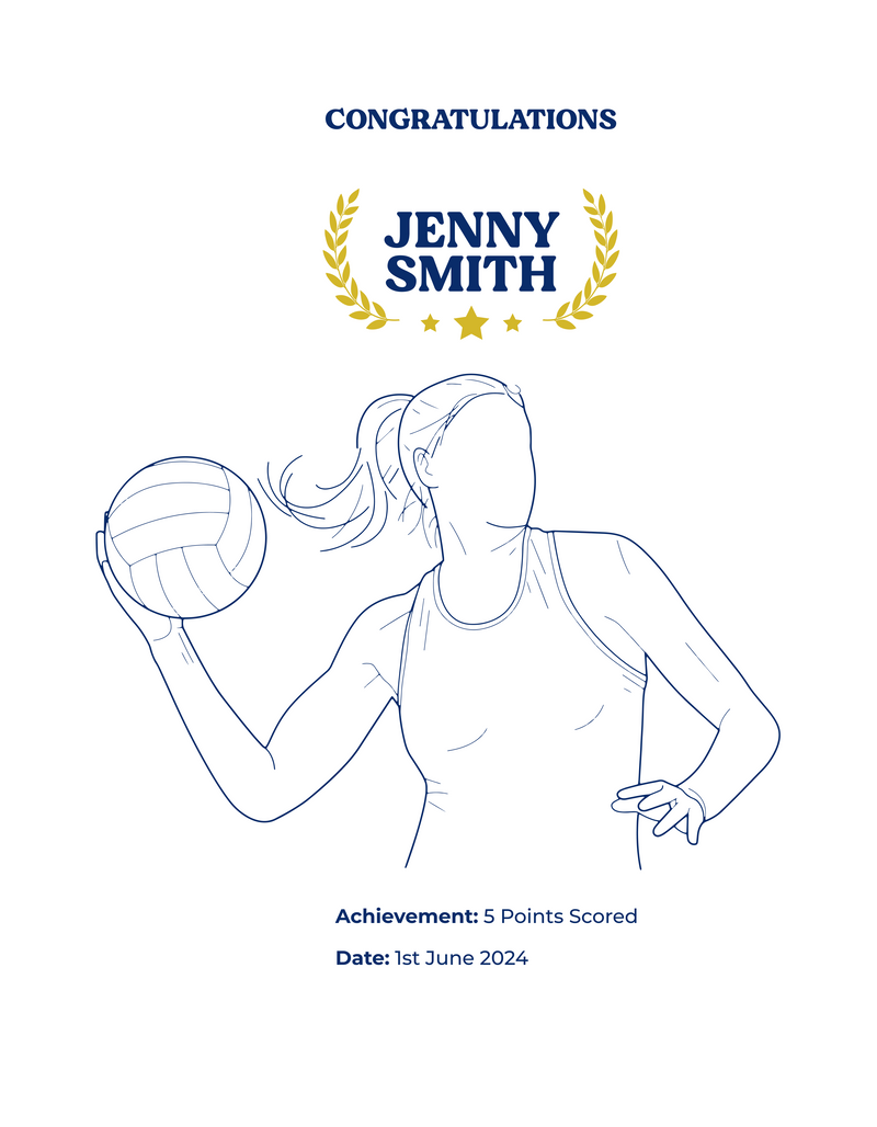 Personalised Embroidered Netball Achievement Hoodie