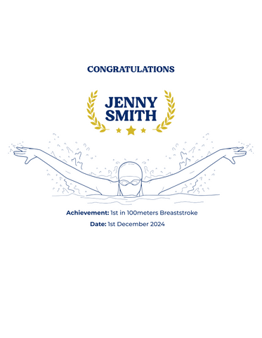 Personalised Embroidered Swimming Achievement Hoodie