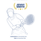 Tennis-themed congratulatory card with a player holding a racket, featuring the name Jenny Smith and a date placeholder showcasing a TeeMemento product